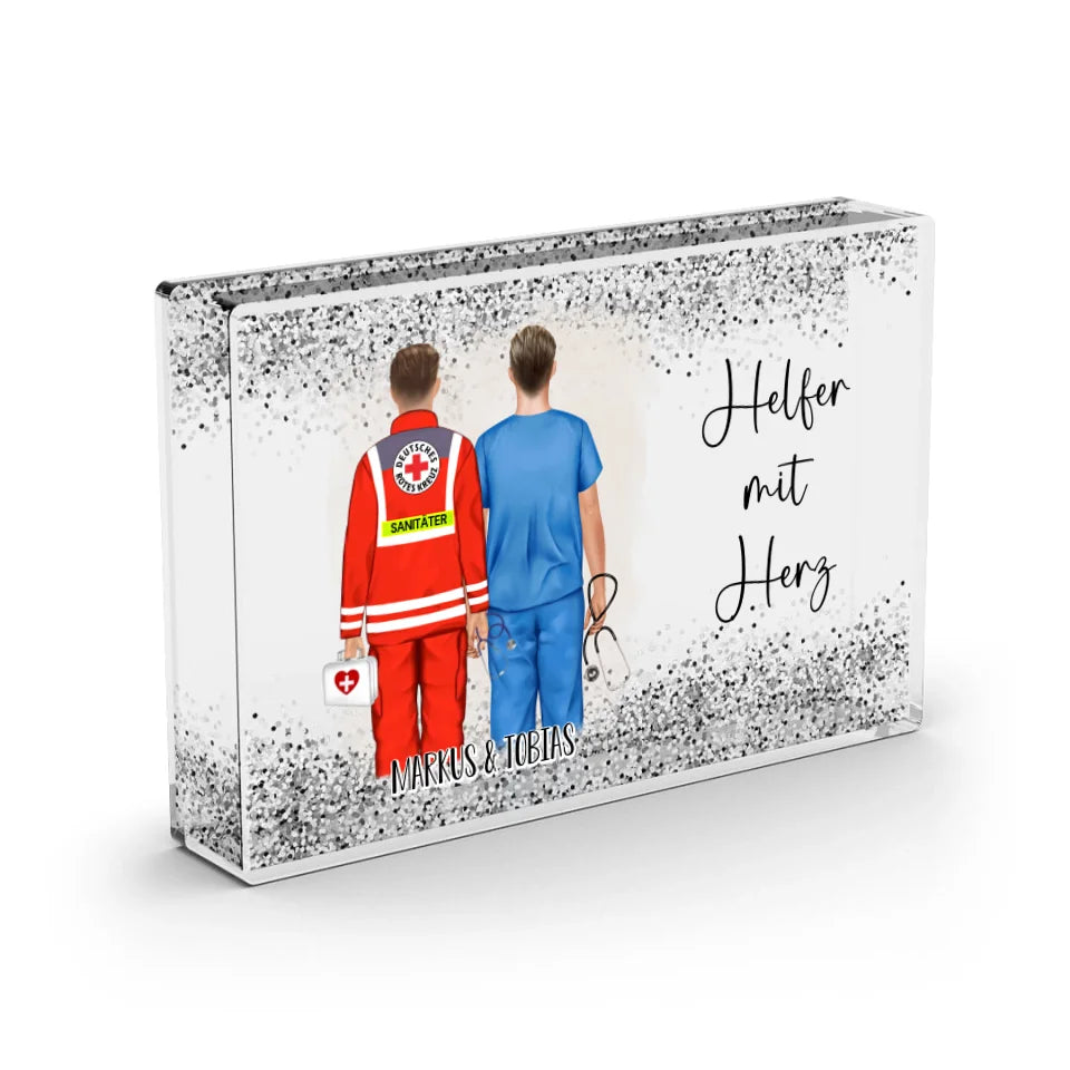 Sanitäter & Krankenpfleger Schneekugel Silber Glitzer