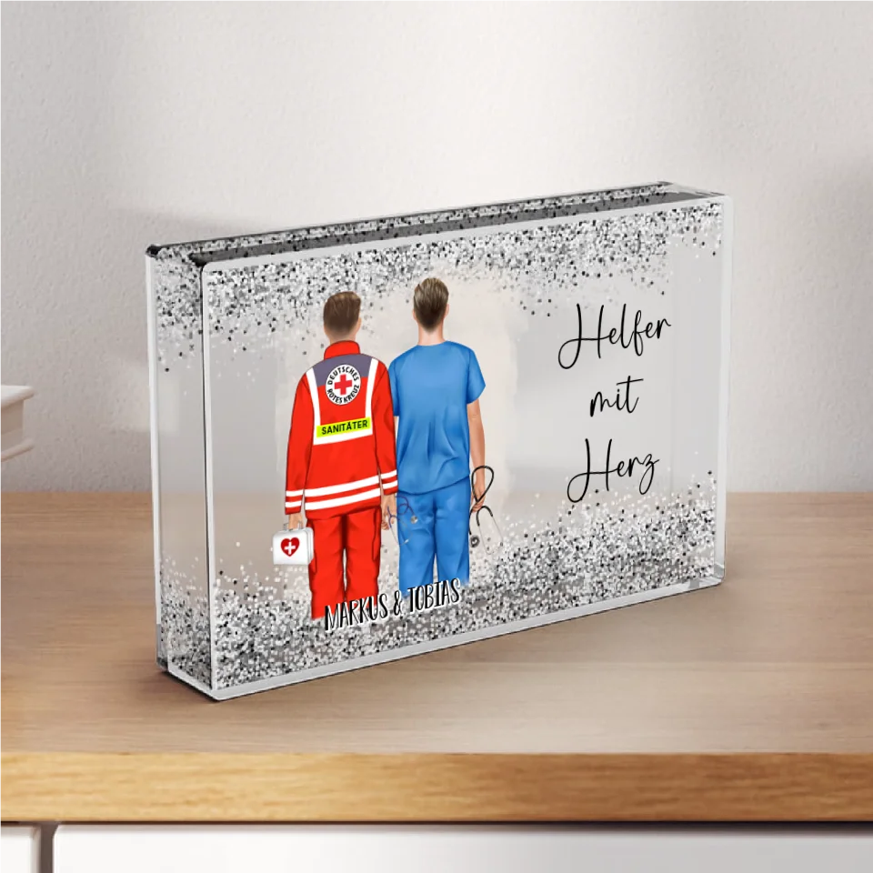 Sanitäter & Krankenpfleger Schneekugel Silber Glitzer