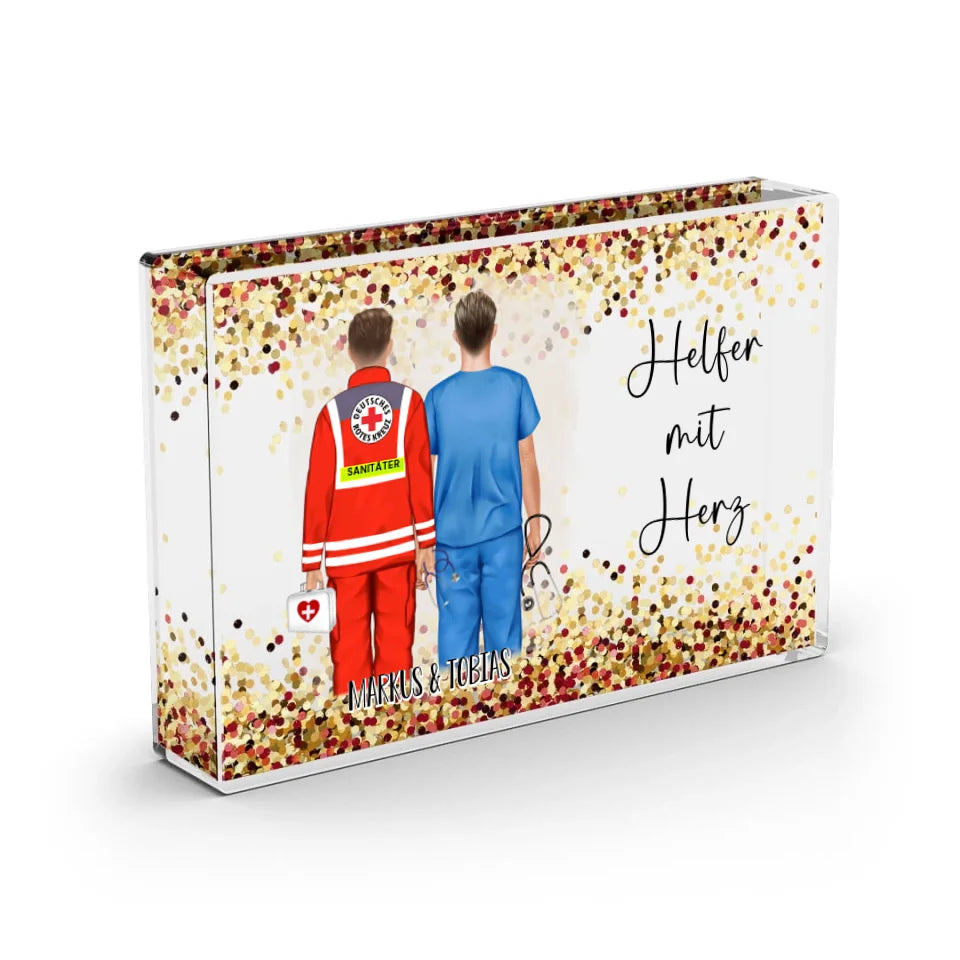 Sanitäter & Krankenpfleger Schneekugel GoldRose Pailletten