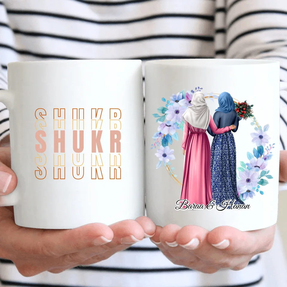 Freundinnen Tasse / Thermobecher mit Kopftuch & Haare 2-6 Freundinnen