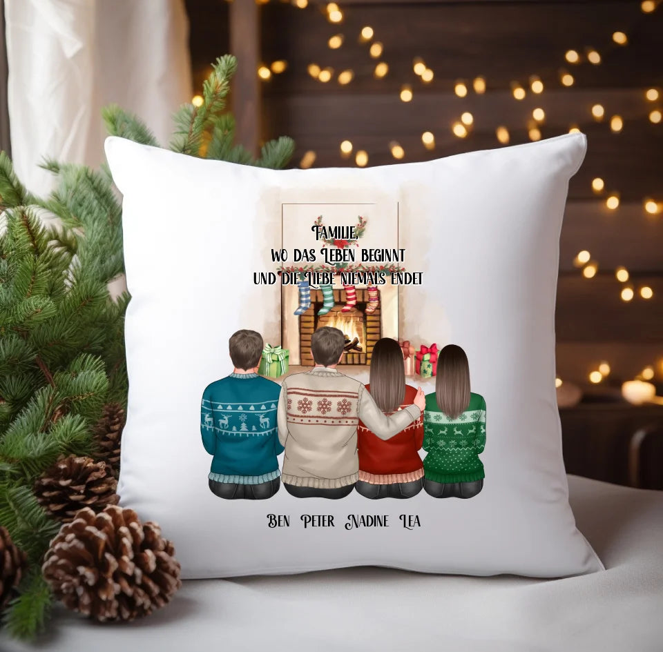 Winter familie 2-4 Personen verschiedene Varianten Kissen