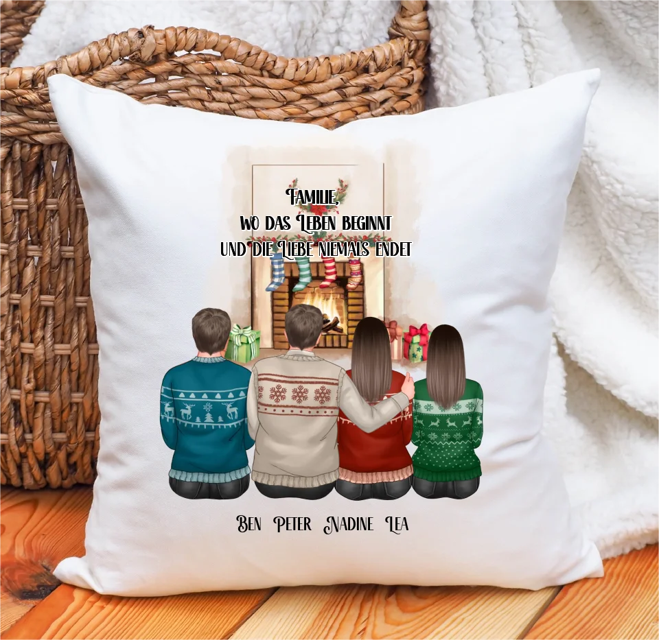 Winter familie 2-4 Personen verschiedene Varianten Kissen