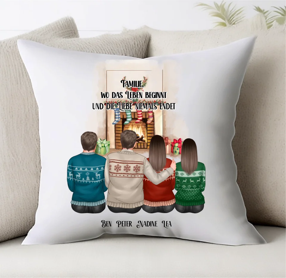 Winter familie 2-4 Personen verschiedene Varianten Kissen
