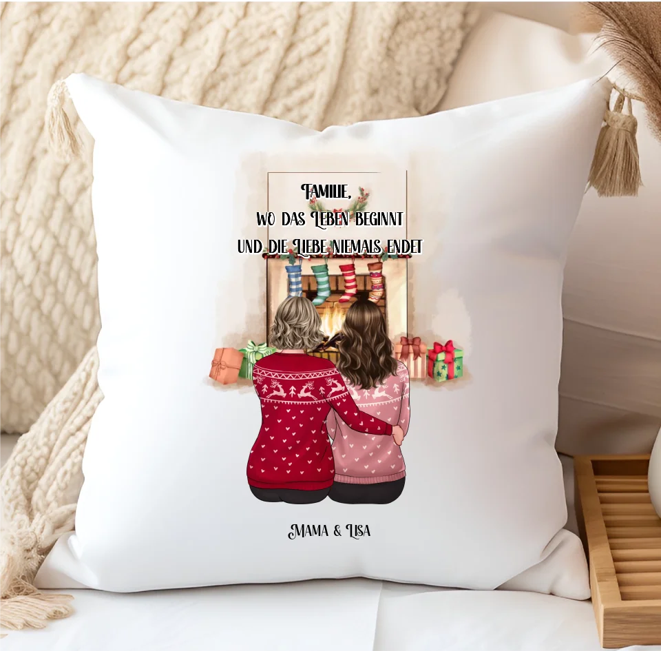 Mama & Tochter/Sohn Winter Kissen