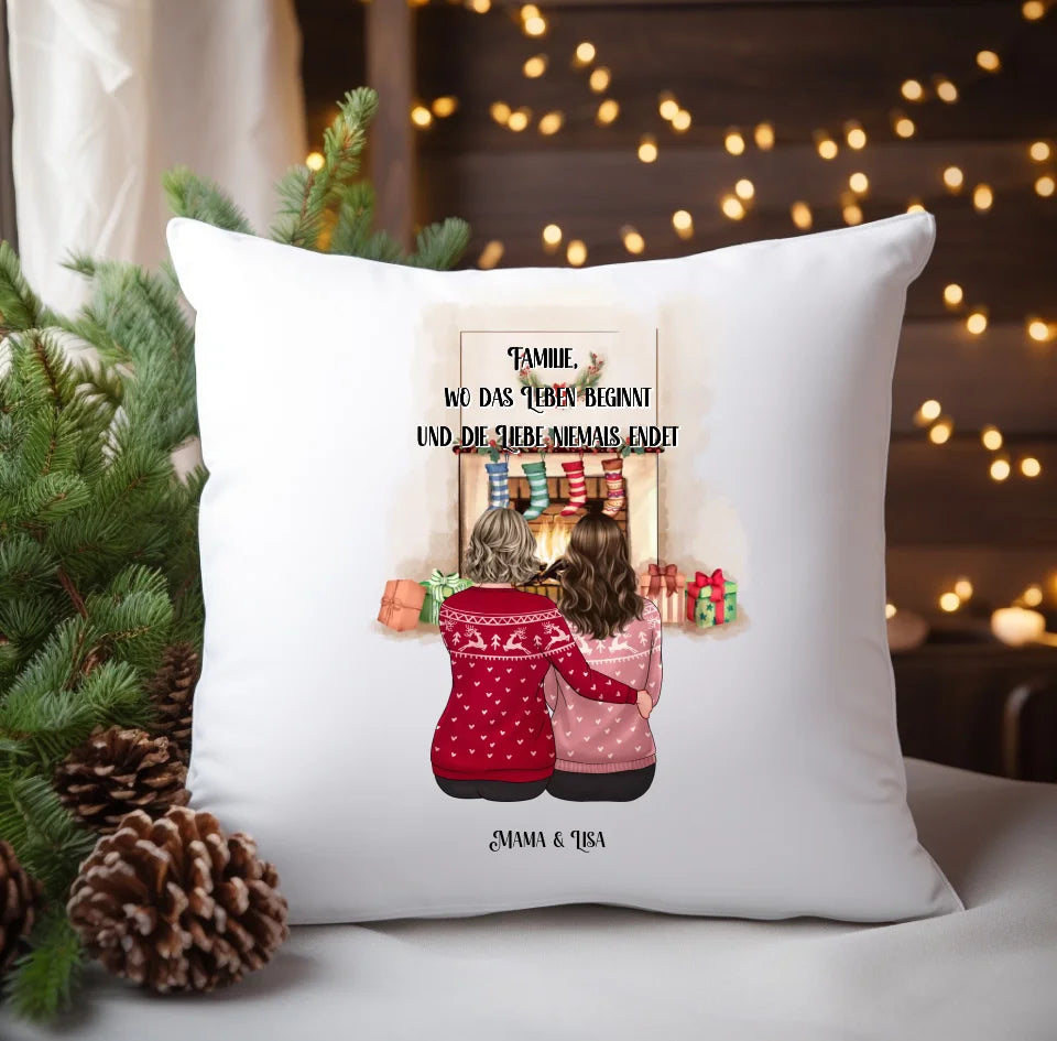 Mama & Tochter/Sohn Winter Kissen