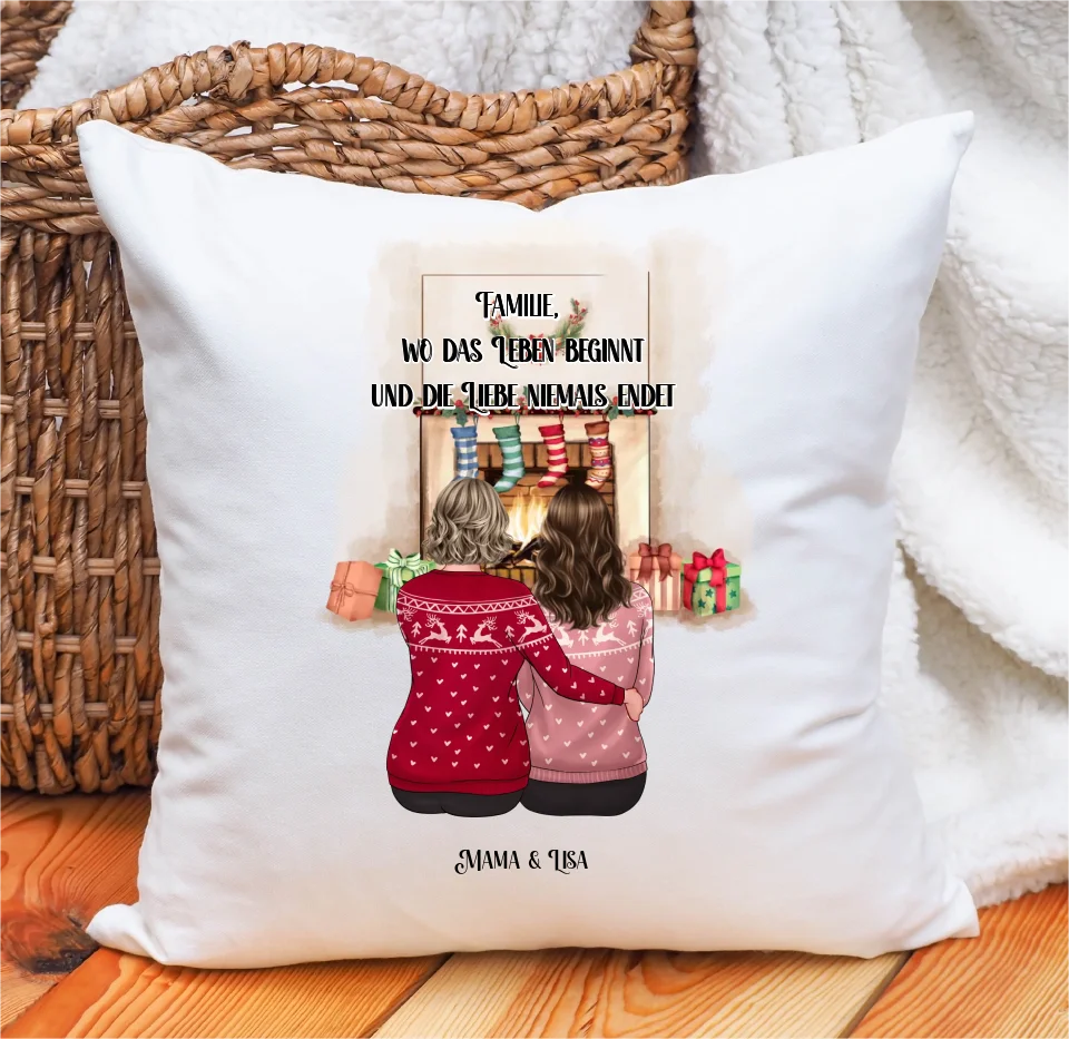 Mama & Tochter/Sohn Winter Kissen