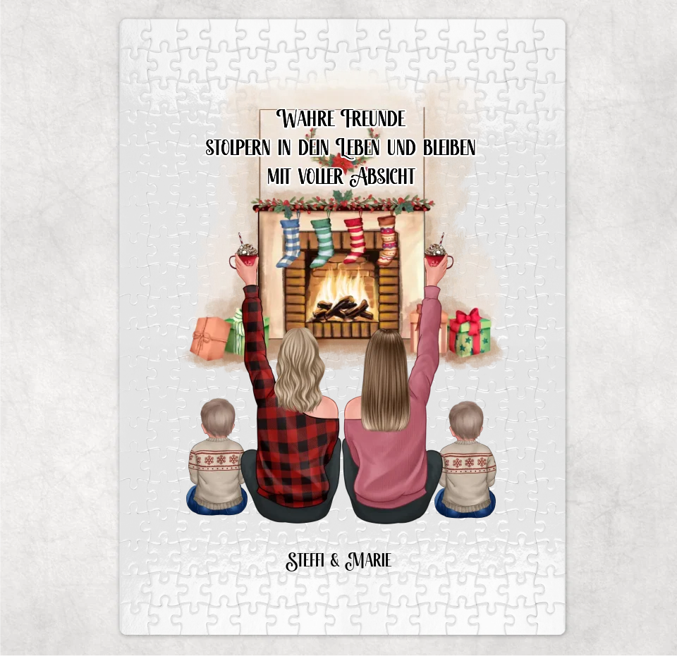 Freundinnen mit Kinder Winter Puzzle