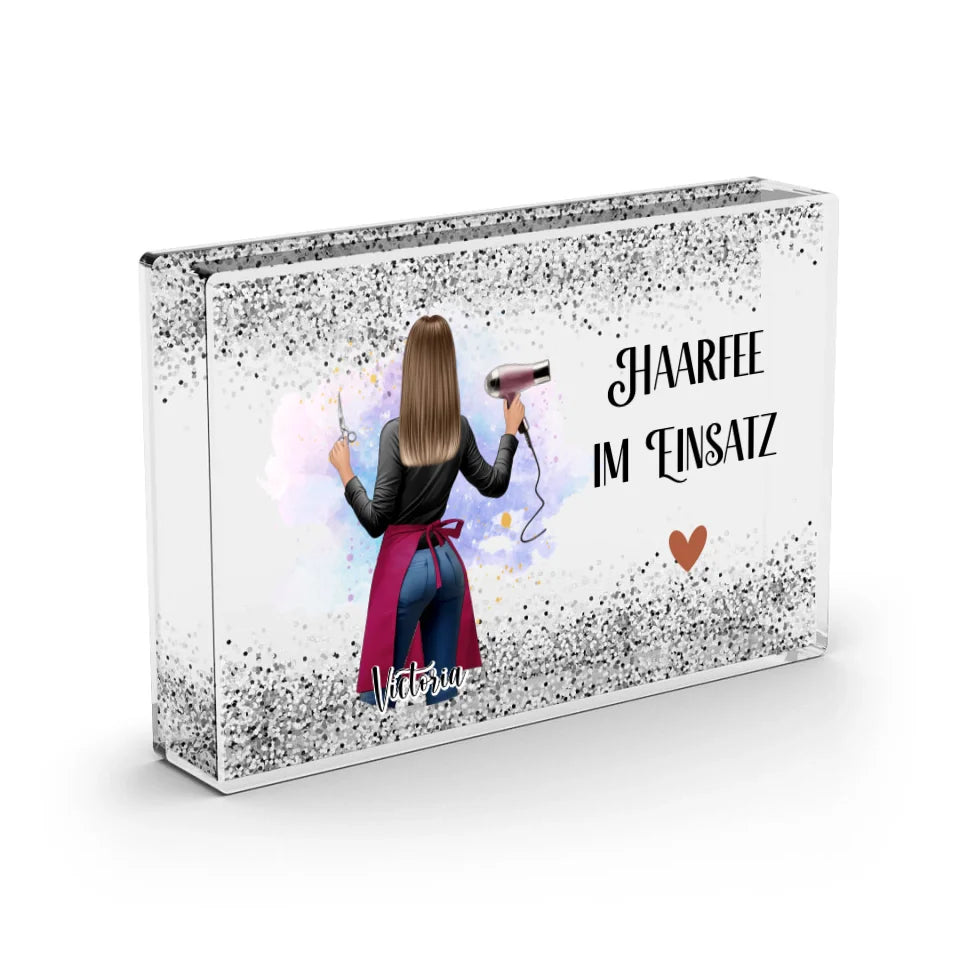 Friseur/Make-Up Artist/Nageldesigner (Mann/Frau) Schneekugel Silber Glitzer