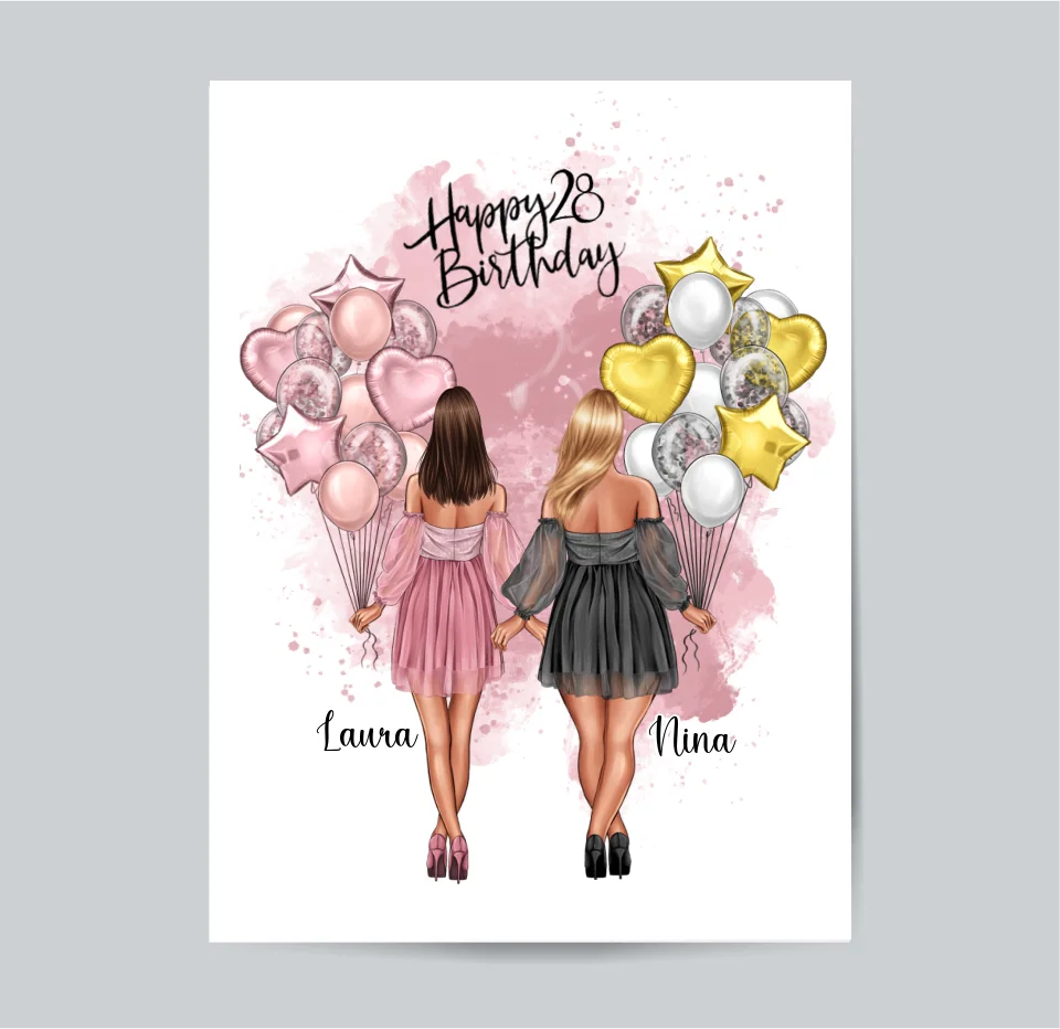Birthday Freundinnen Poster Bestseller #1 Geschenk