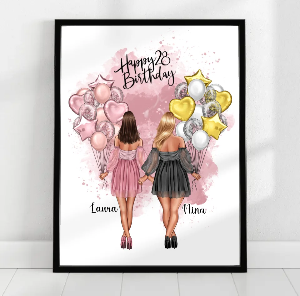 Birthday Freundinnen Poster Bestseller #1 Geschenk