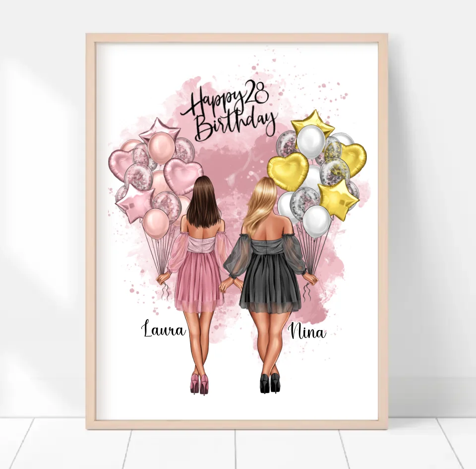 Birthday Freundinnen Poster Bestseller #1 Geschenk