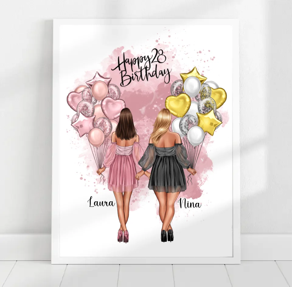 Birthday Freundinnen Poster Bestseller #1 Geschenk