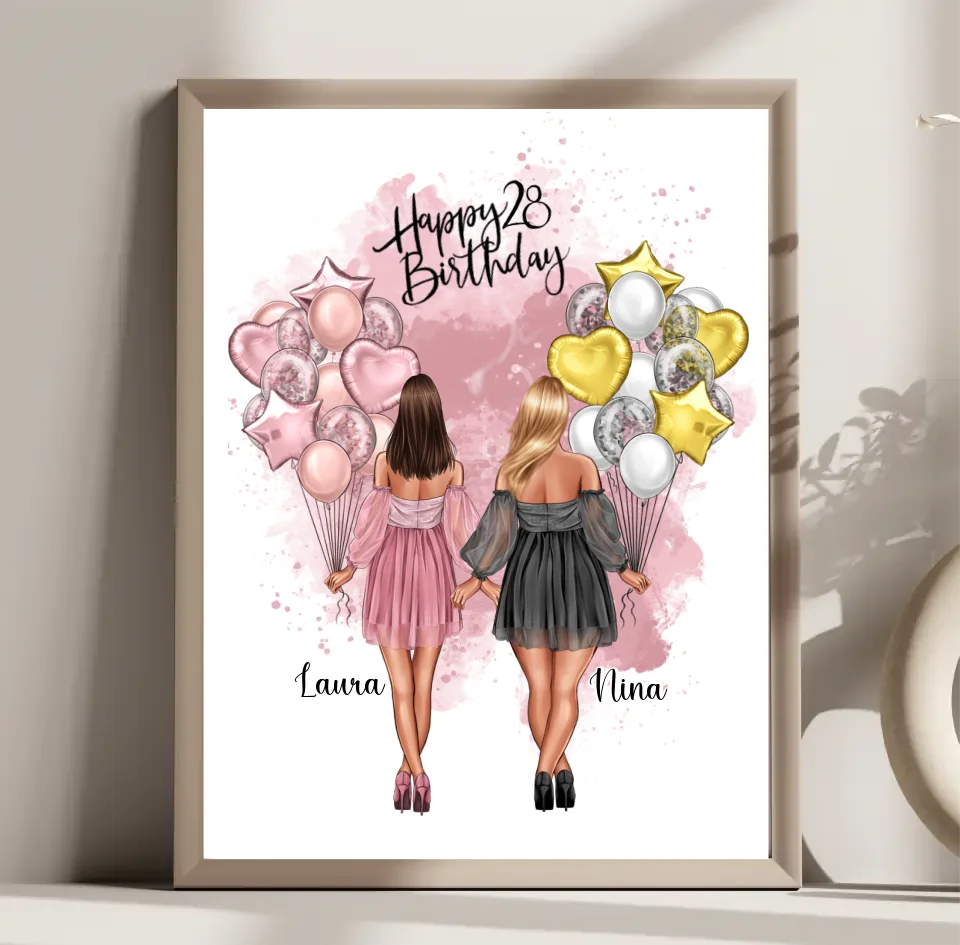 Birthday Freundinnen Poster Bestseller #1 Geschenk
