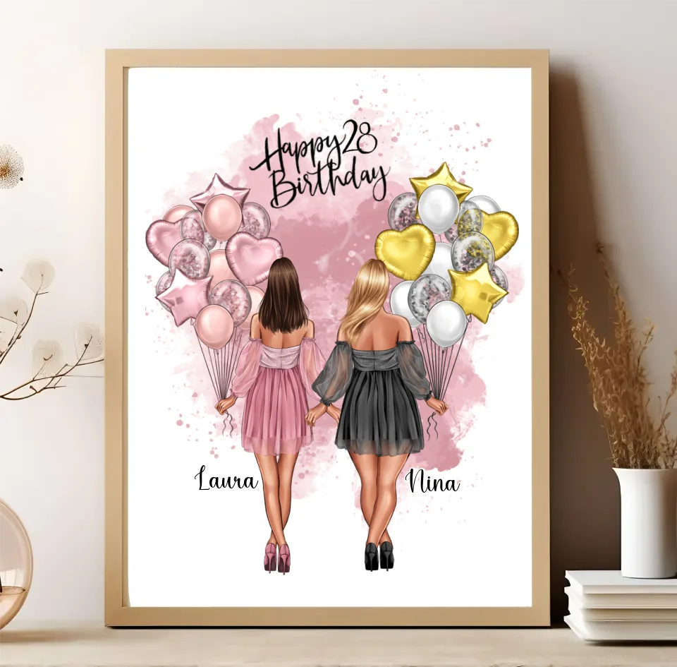 Birthday Freundinnen Poster Bestseller #1 Geschenk