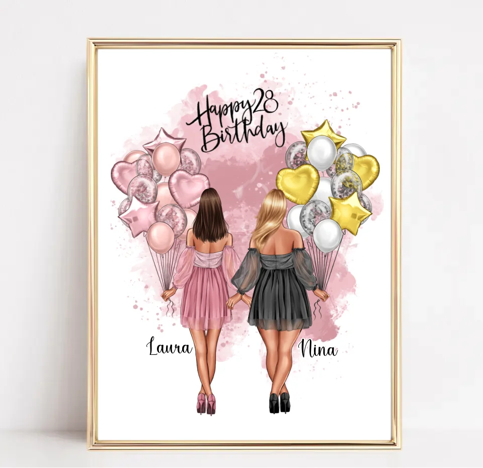 Birthday Freundinnen Poster Bestseller #1 Geschenk
