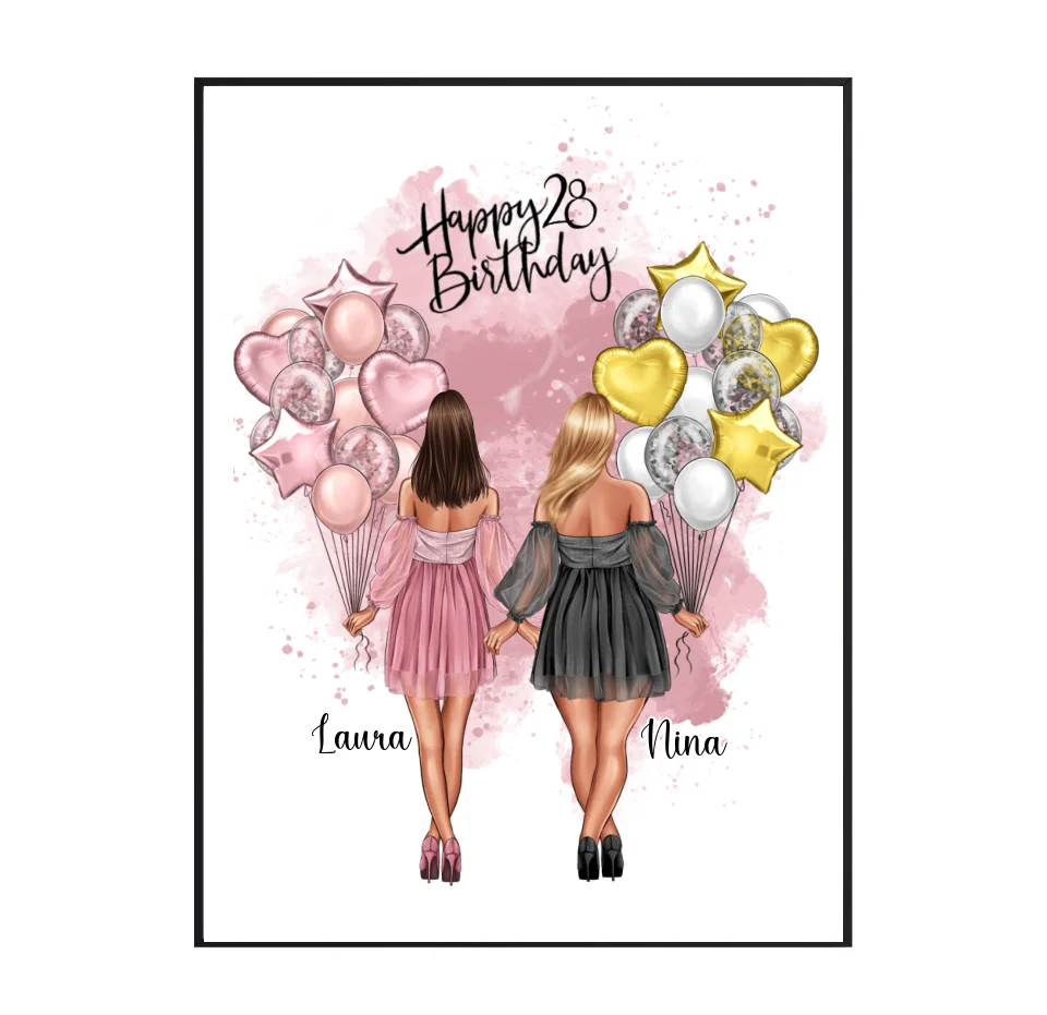 Birthday Freundinnen Poster Bestseller #1 Geschenk