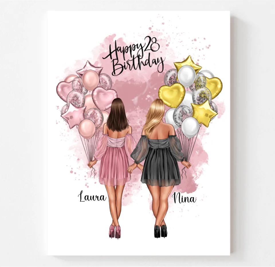 Birthday Freundinnen Poster Bestseller #1 Geschenk