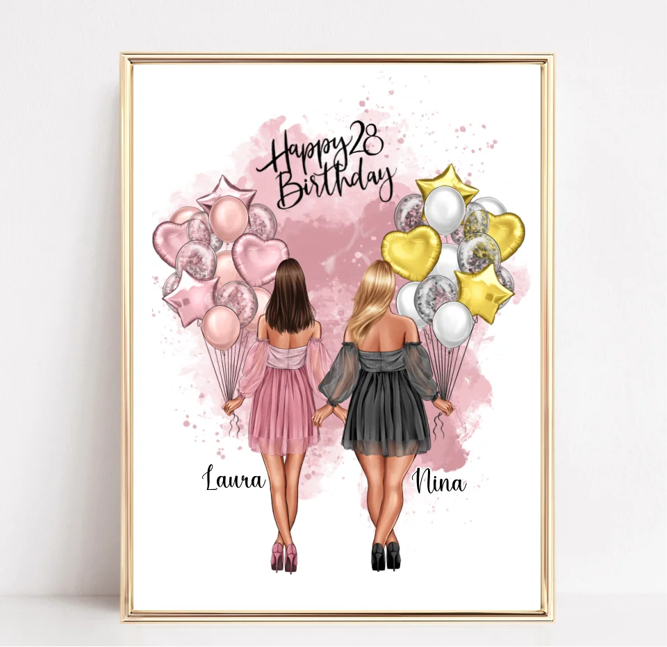 Birthday Freundinnen Poster Bestseller #1 Geschenk