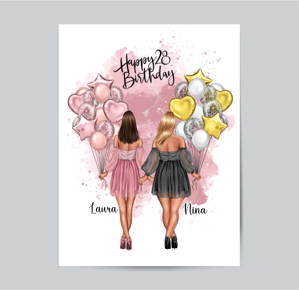 Birthday Freundinnen Poster Bestseller #1 Geschenk