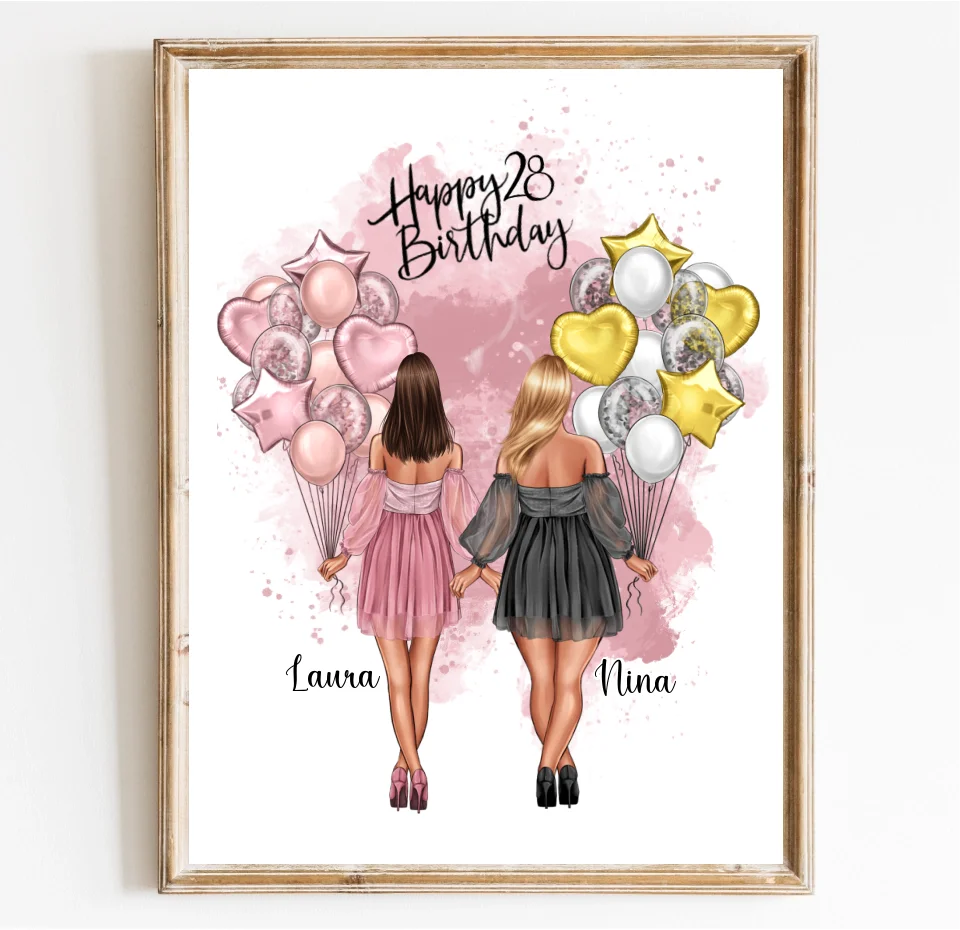Birthday Freundinnen Poster Bestseller #1 Geschenk