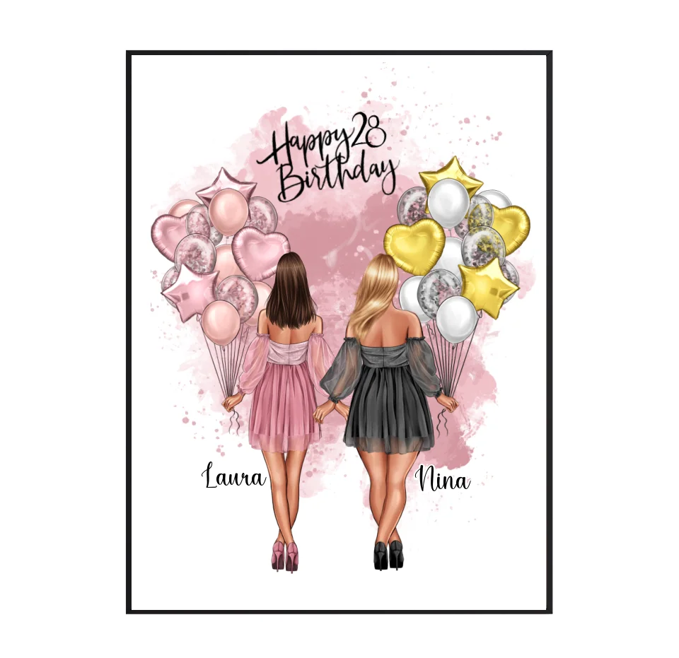 Birthday Freundinnen Poster Bestseller #1 Geschenk