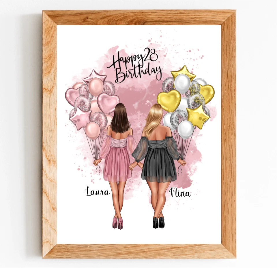 Birthday Freundinnen Poster Bestseller #1 Geschenk