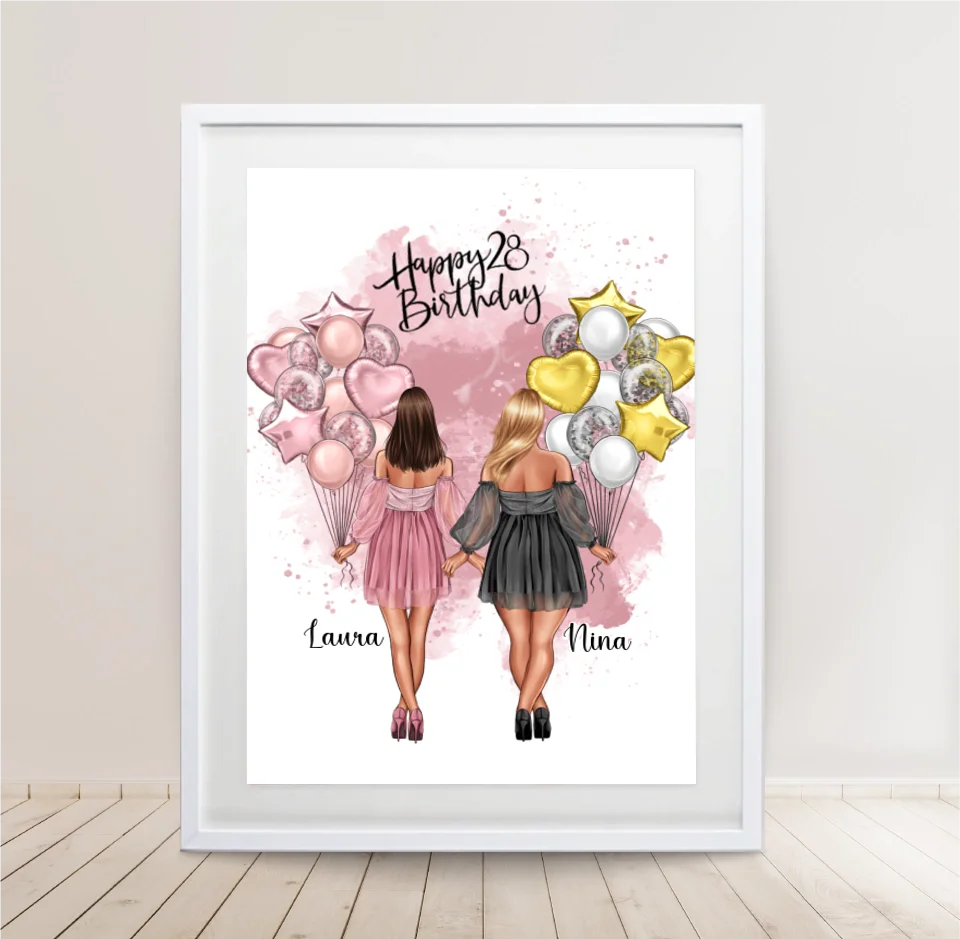 Birthday Freundinnen Poster Bestseller #1 Geschenk