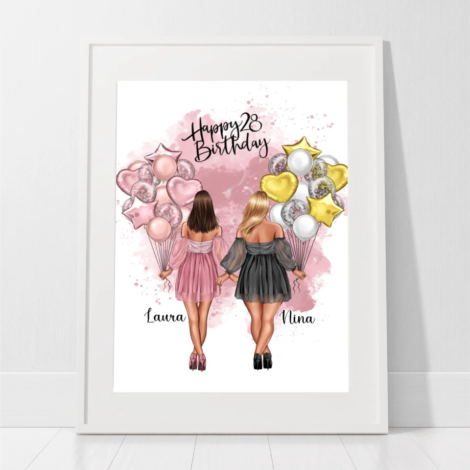 Birthday Freundinnen Poster Bestseller #1 Geschenk