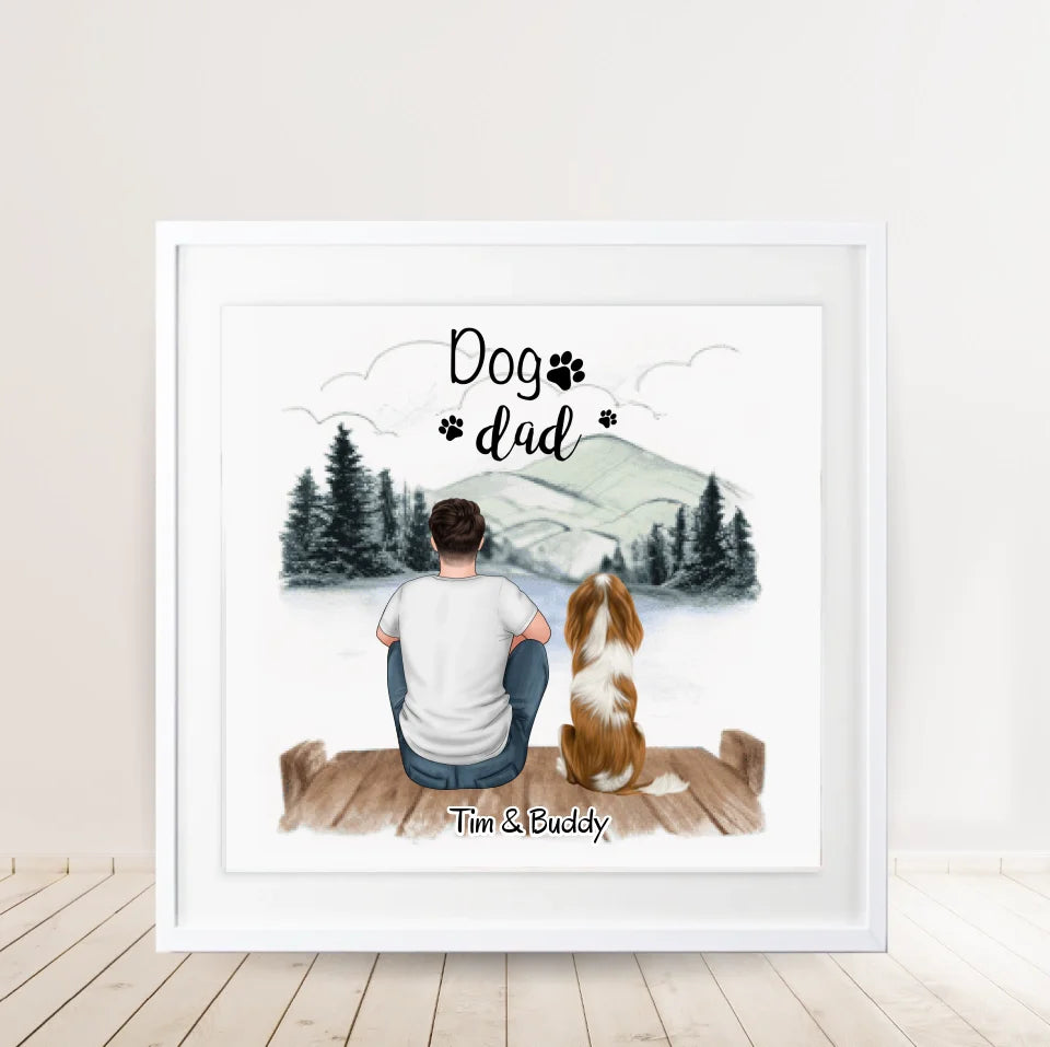 Herrchen mit Hund oder Katze Poster