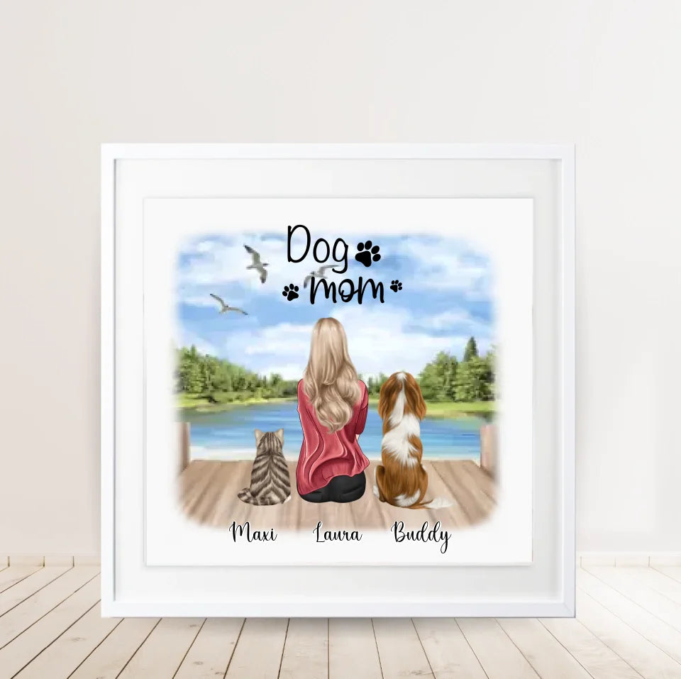 Frau/Mann mit 2 Haustieren Poster