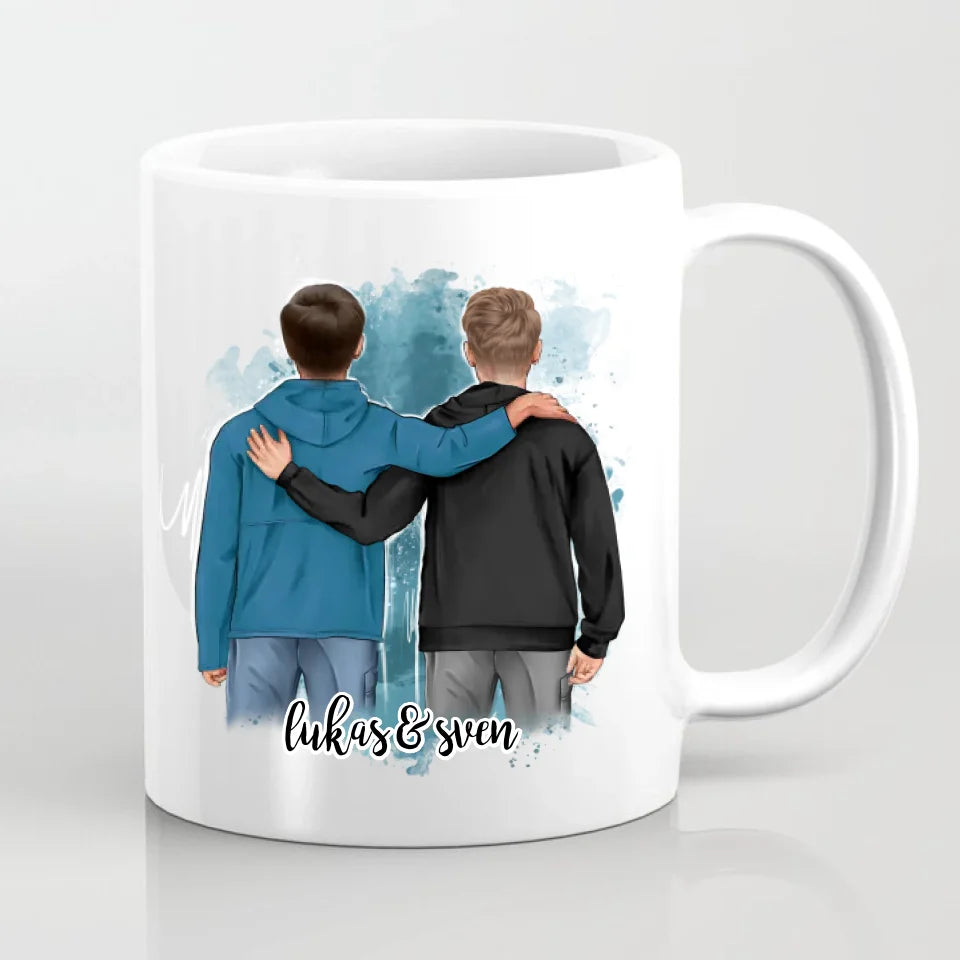 2 Freunde/Brüder Männer Tasse / Thermobecher Personalisiert