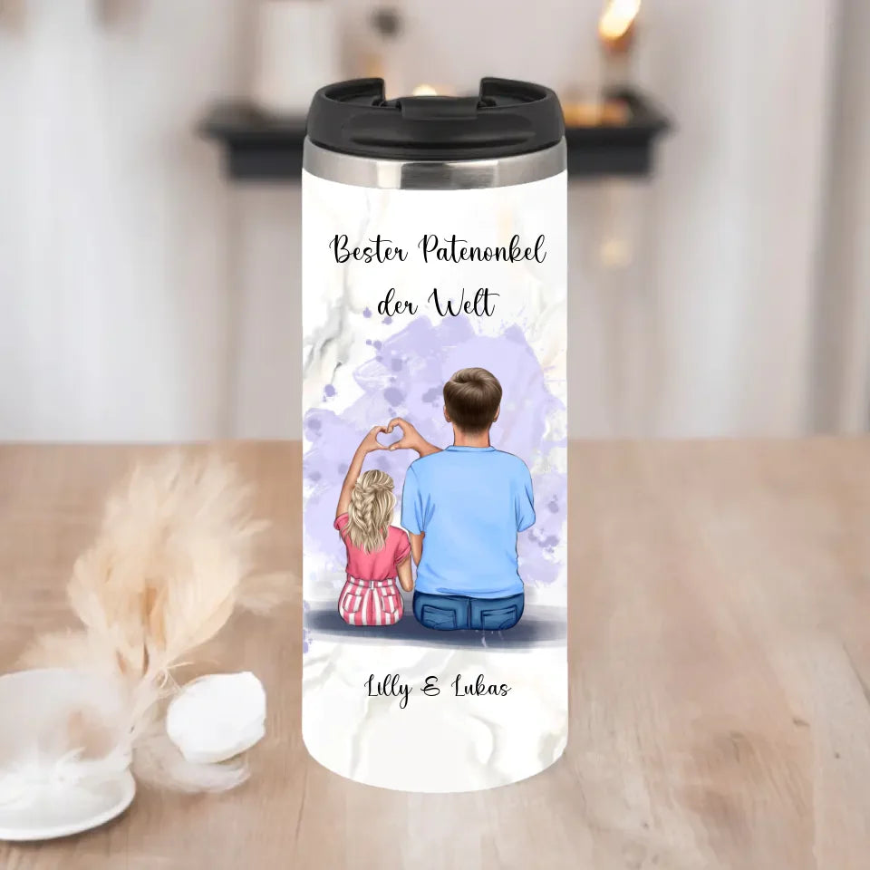 Patenonkel/ Patentante mit Kind Tasse / Thermobecher