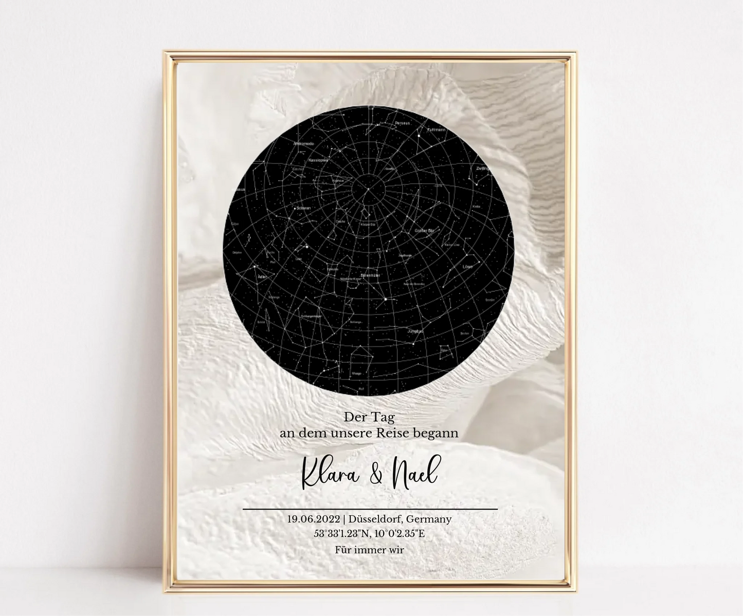 Personalisierte Sternenkarte - Der Tag an dem unsere Reise begann
