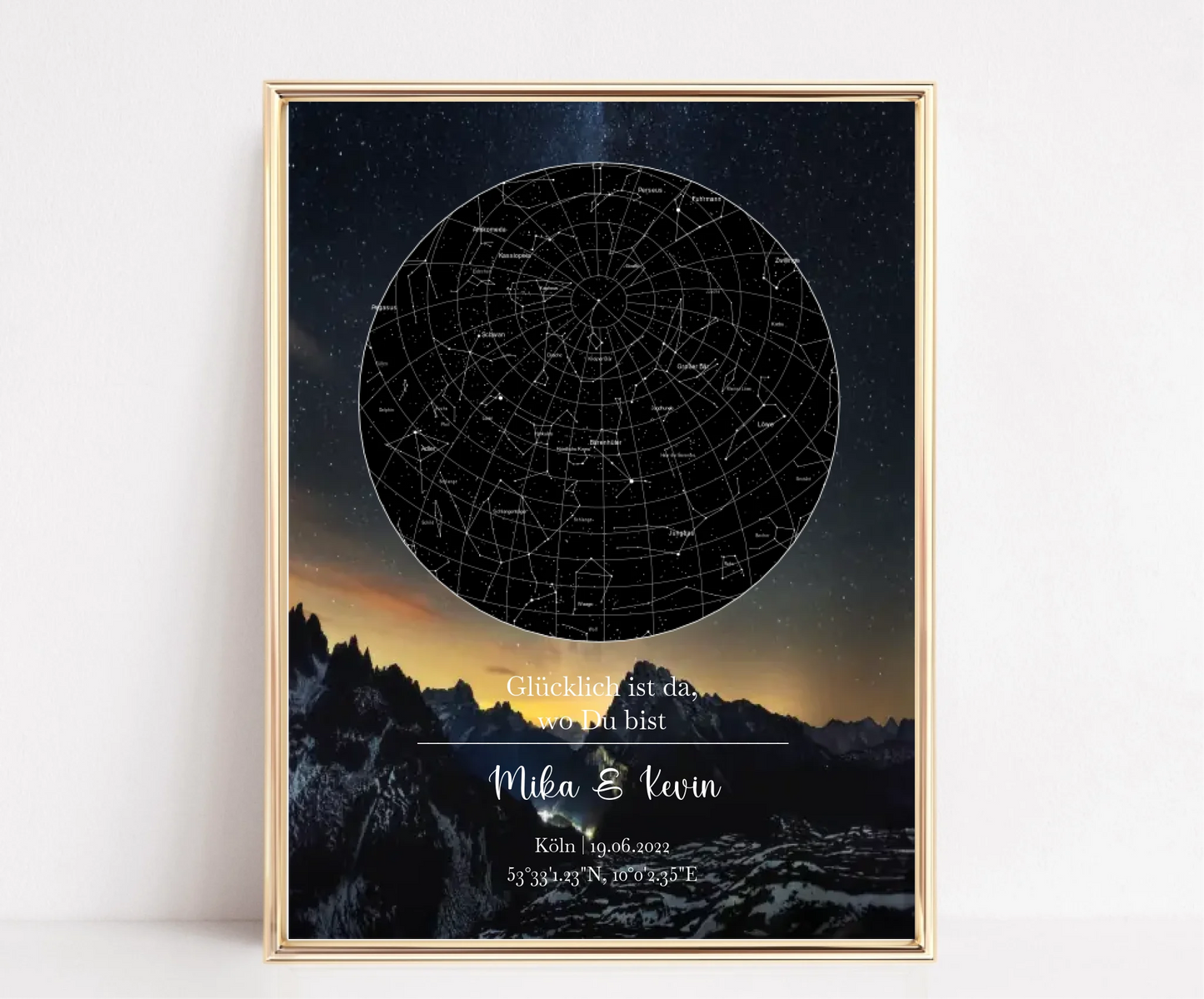 Personalisierte Sternenkarte - Glücklich ist da, wo du bist