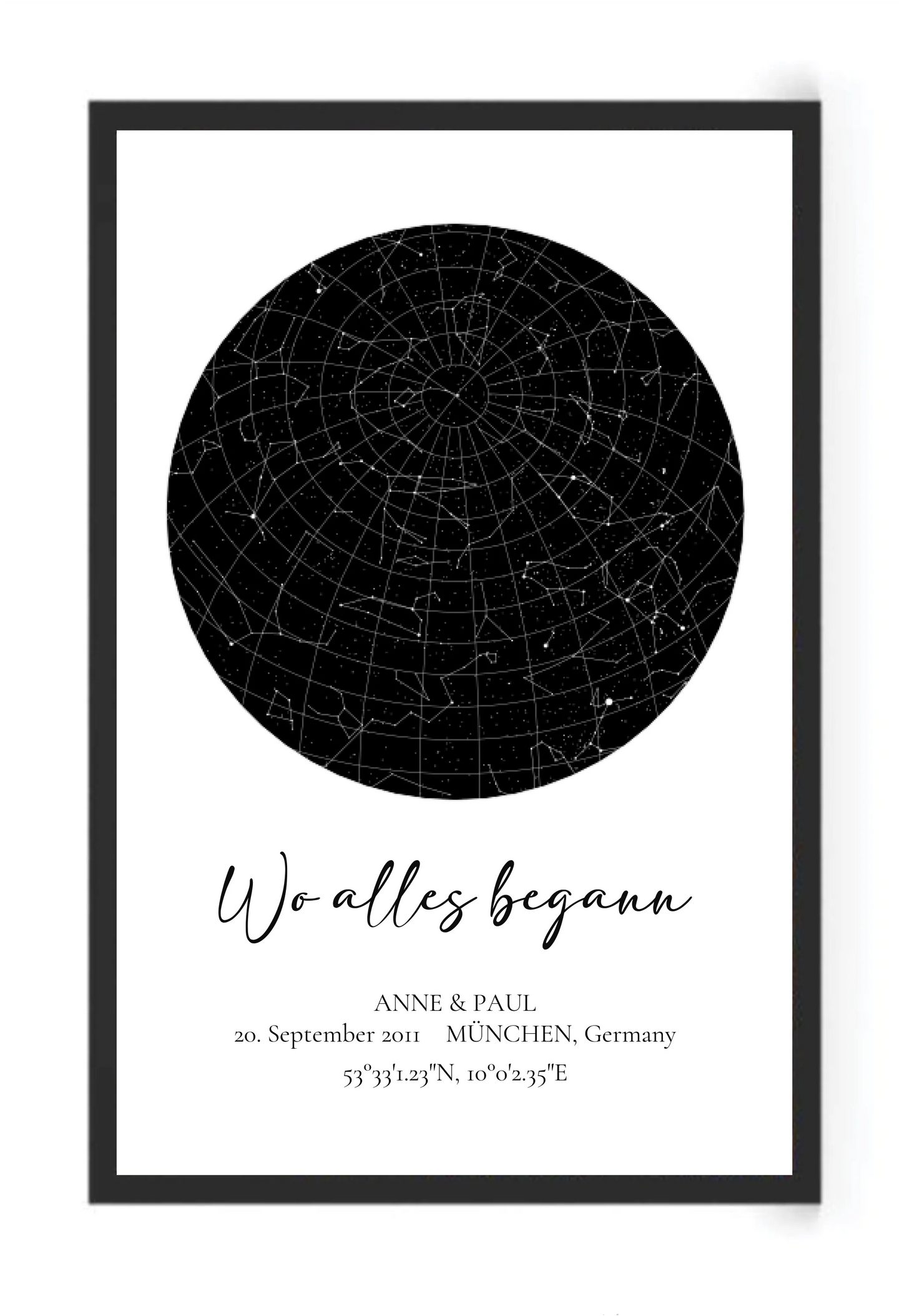 Personalisierte Sternenkarte - Wo alles begann