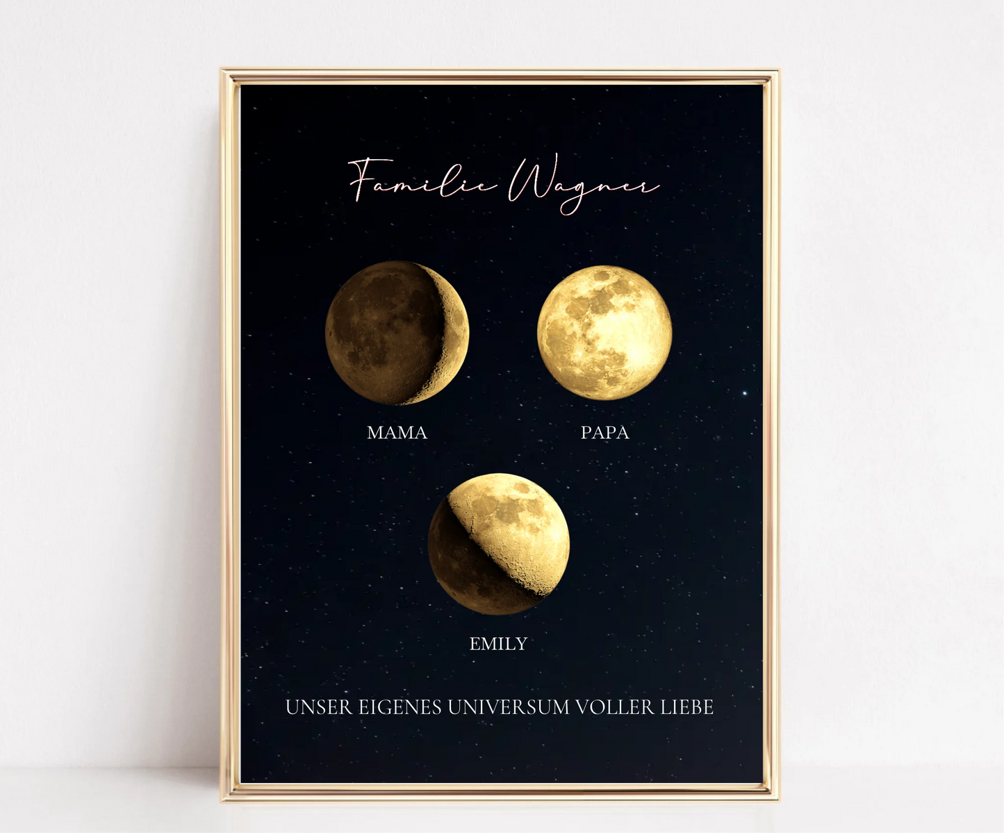 Mondphase Poster Gold- Familie 2-6 Personen