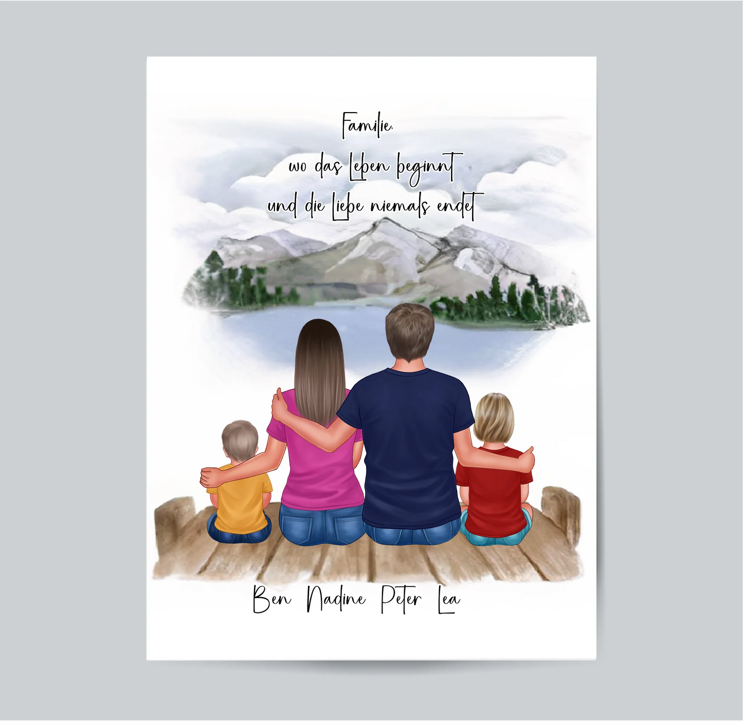 Familien Poster Personalisiert 3-5 Personen + Haustier