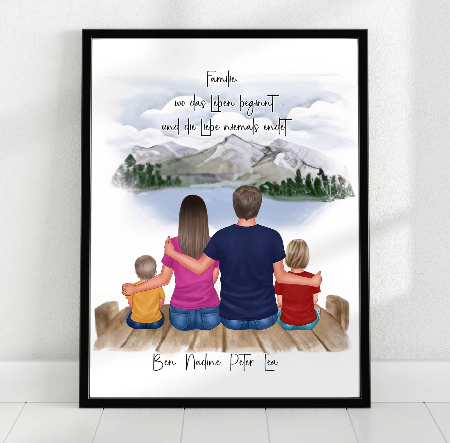 Familien Poster Personalisiert 3-5 Personen + Haustier