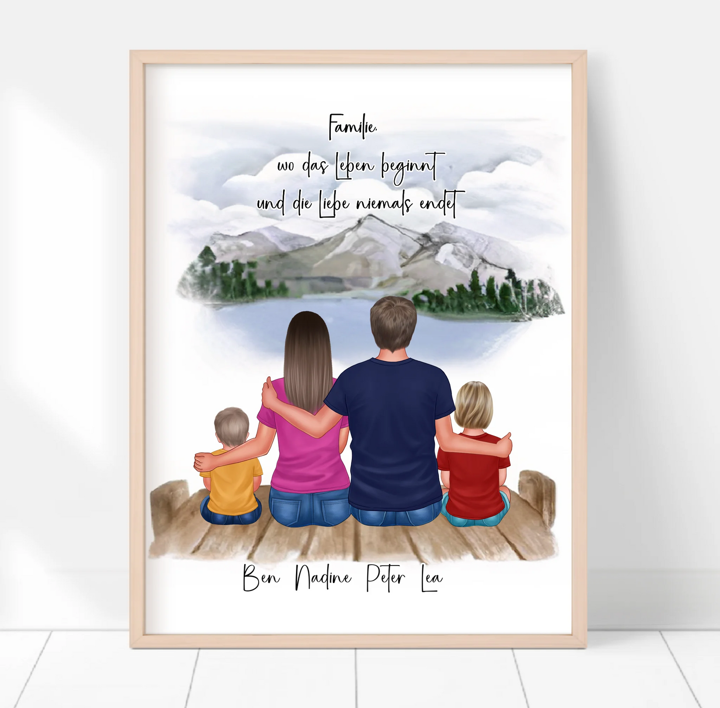 Familien Poster Personalisiert 3-5 Personen + Haustier