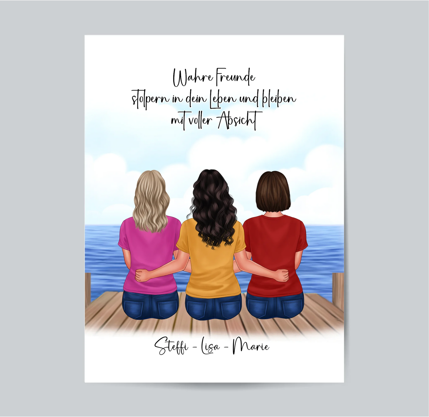 3-5 Freundinnen Poster Personalisiert