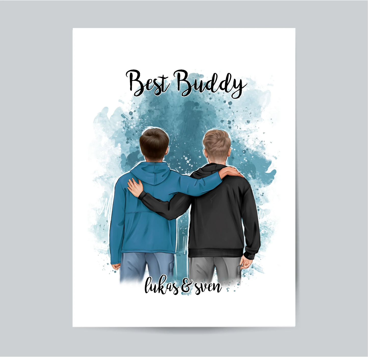 2 Freunde/Brüder Männer Poster Personalisiert