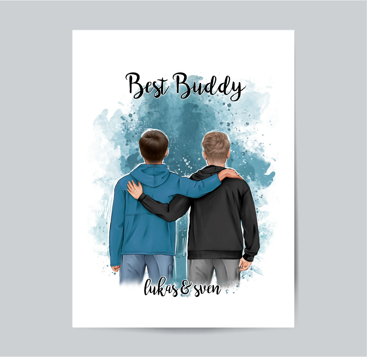 2 Freunde/Brüder Männer Poster Personalisiert