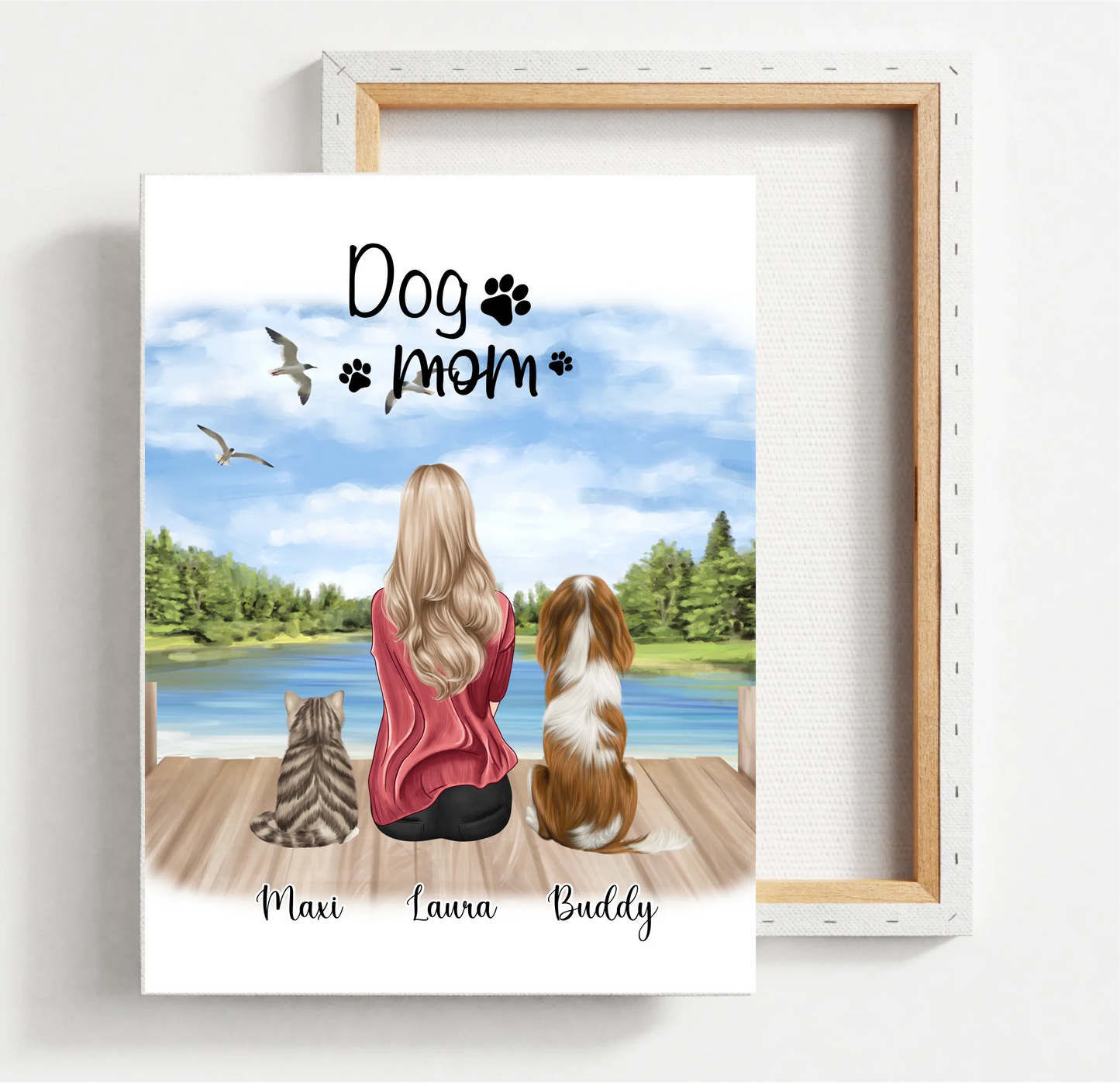 Frau/Mann mit 2 Haustieren Poster