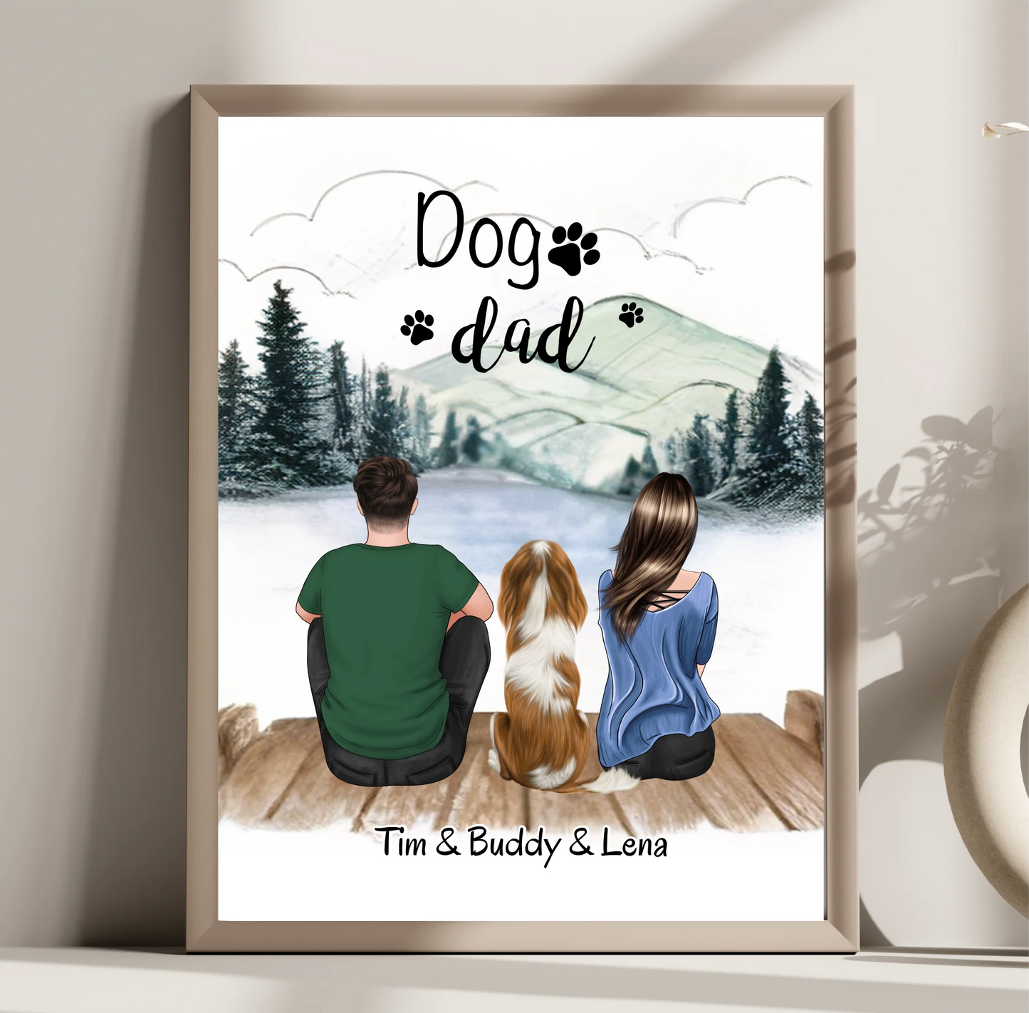 Mann & Frau mit 1-2 Haustieren Poster