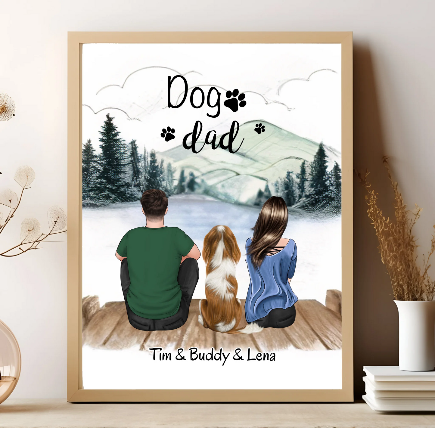 Mann & Frau mit 1-2 Haustieren Poster