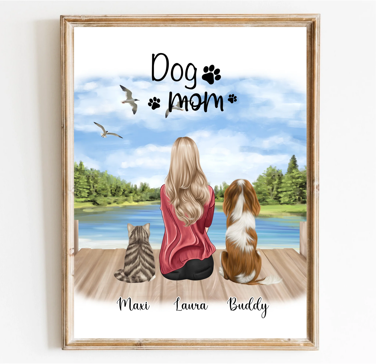 Frau/Mann mit 2 Haustieren Poster