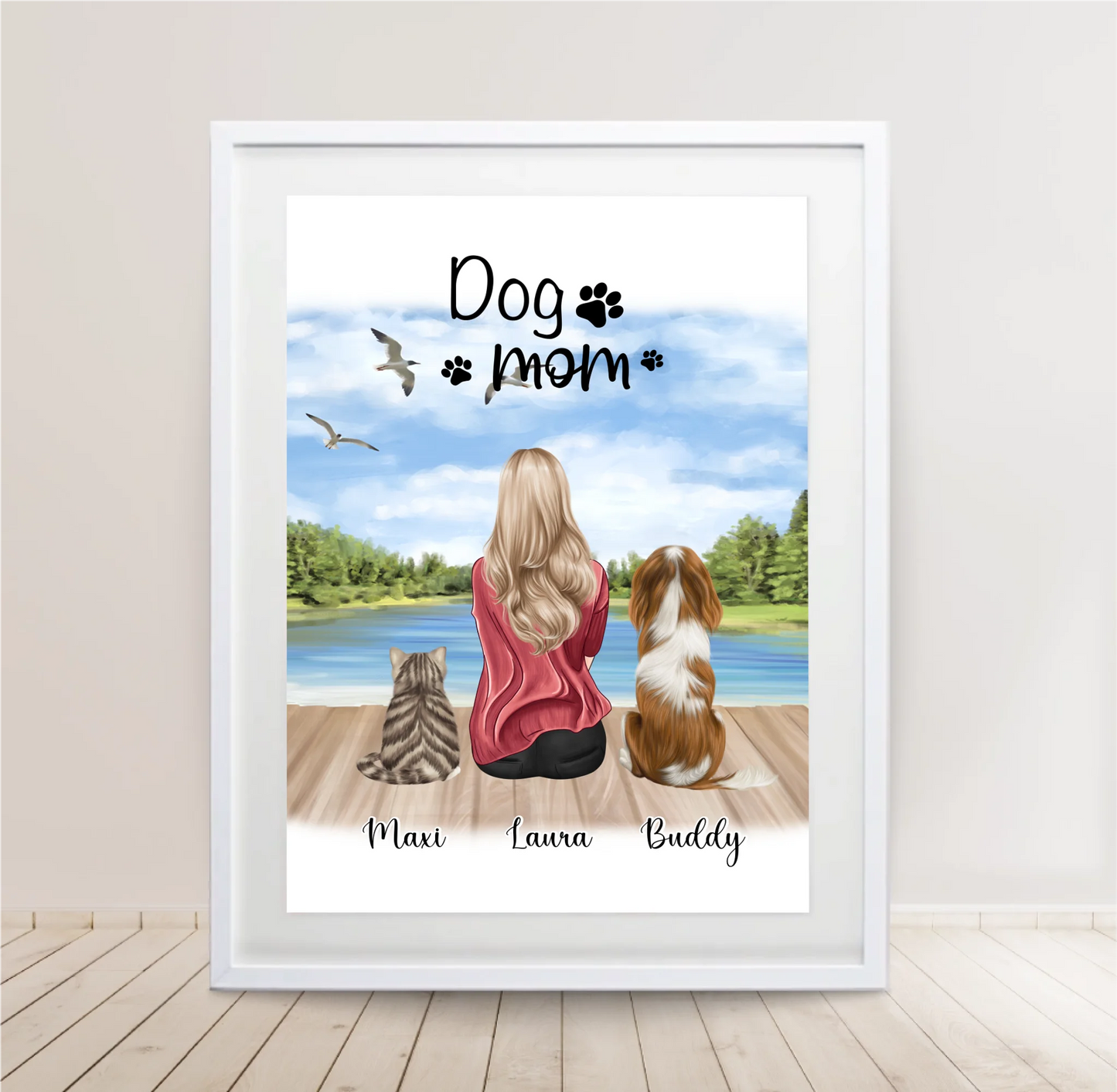 Frau/Mann mit 2 Haustieren Poster