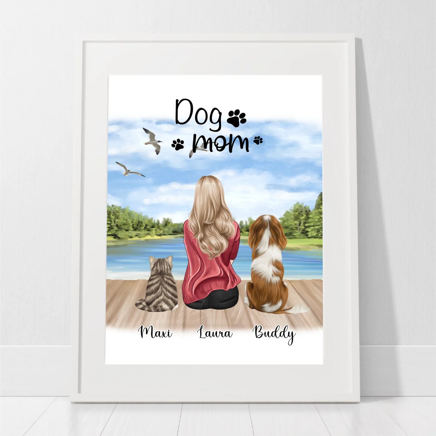 Frau/Mann mit 2 Haustieren Poster
