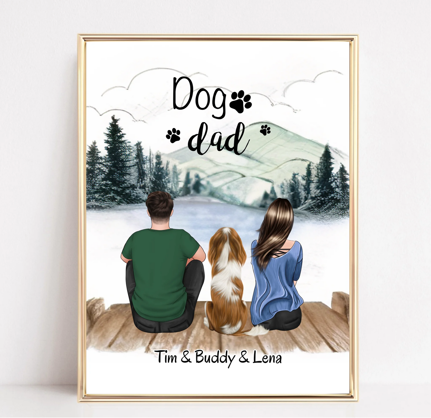 Mann & Frau mit 1-2 Haustieren Poster