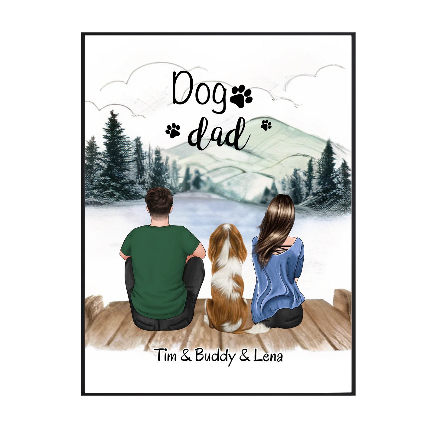 Mann & Frau mit 1-2 Haustieren Poster